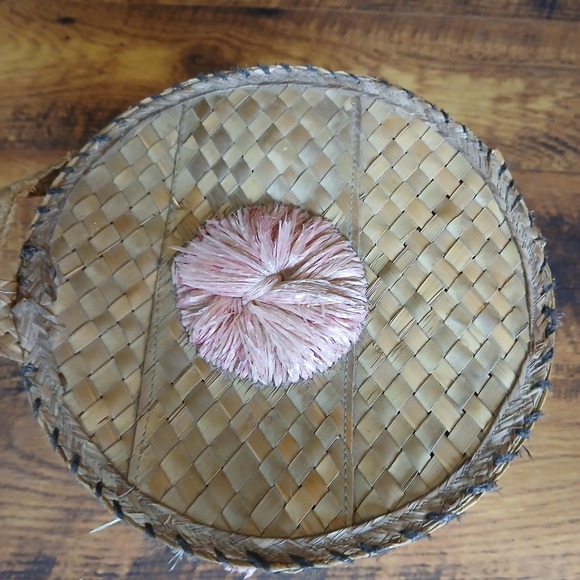 Vintage 1950s Woven Straw Raffia Floral Bucket Bag Purse Beach Picnic Tote MCM - Picture 8 of 14